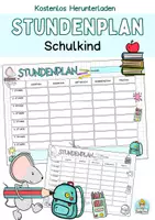 Vorschau - Mal- und Bastelvorlagen - Kostenloser Stundenplan, Schulkind, Schulanfang, Grundschule zum Ausdrucken - Deckblatt