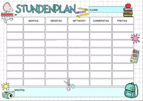 Vorschau - Mal- und Bastelvorlagen - Kostenloser Stundenplan, Schulkind, Schulanfang, Grundschule zum Ausdrucken - Seite 3