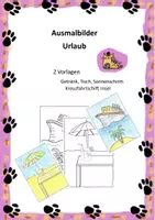 Vorschau - Mal- und Bastelvorlagen - Ausmalbilder Urlaub - Deckblatt
