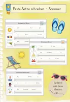 Vorschau - Arbeitsblätter - Erste Sätze schreiben - Schüttelsätze Sommer - Deckblatt