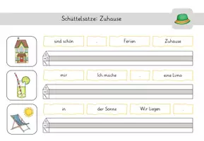 Vorschau - Arbeitsblätter - Erste Sätze schreiben - Schüttelsätze Sommer - Seite 1