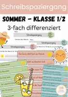 Vorschau - Arbeitsblätter - Schreibspaziergang Sommer Klasse 1/2 - dreifach differenziert! - Deckblatt