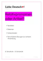 Vorschau - Arbeitsblätter - Relativpronomen oder Artikel? Verstehen-unterscheiden-anwenden - Deckblatt