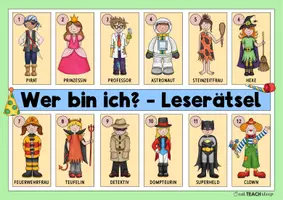 Vorschau - Stationenlernen - Wer bin ich? - Lesespiel - Karneval / Fasching / Fasnet - Seite 1