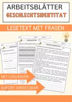 Vorschau - Arbeitsblätter - Geschlechtsidentität Arbeitsblätter mit Fragen + Lösungen Psychologie Lesetext - Deckblatt