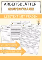 Vorschau - Arbeitsblätter - Gruppendynamik Arbeitsblätter mit Fragen + Lösungen Psychologie Lesetext - Deckblatt