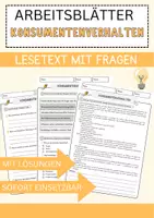 Vorschau - Arbeitsblätter - Konsumentenverhalten Arbeitsblätter mit Fragen + Lösungen Psychologie Lesetext - Seite 1