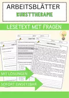 Vorschau - Arbeitsblätter - Kunsttherapie Arbeitsblätter mit Fragen + Lösungen Psychologie Lesetext - Deckblatt