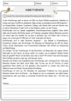 Vorschau - Arbeitsblätter - Kunsttherapie Arbeitsblätter mit Fragen + Lösungen Psychologie Lesetext - Seite 1