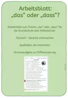 Vorschau - Arbeitsblätter - Arbeitsblatt - das oder dass? - Deckblatt