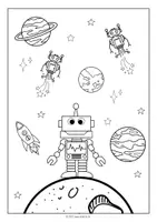 Vorschau - Mal- und Bastelvorlagen - 4 verschiedene Ausmalbilder - Thema Roboter - Seite 1