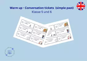 Vorschau - Aufgabenkarten - Warm up - Conversation tickets (simple past) -MsJune - Deckblatt