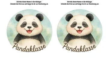 Vorschau - Mal- und Bastelvorlagen - Pandaklasse Anhänger Namensschild - Seite 1