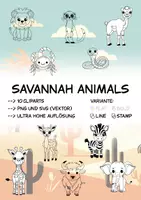 Vorschau - selbst erstellte Cliparts/Grafiken - Tiere der Savanne (BUNDLE) - ClipArt Paket - Seite 1