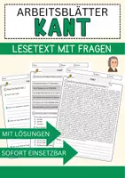 Vorschau - Arbeitsblätter - Kant Arbeitsblätter mit Fragen + Lösungen Religion Leseverstehen und Wortschatz - Deckblatt