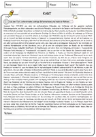 Vorschau - Arbeitsblätter - Kant Arbeitsblätter mit Fragen + Lösungen Religion Leseverstehen und Wortschatz - Seite 1