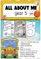Vorschau - Arbeitsblätter - All about me Year 5 Klasse 5 Englisch Back to School Steckbrief - Deckblatt