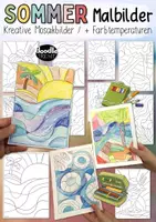 Vorschau - Mal- und Bastelvorlagen - Sommerliche Mosaik Ausmalbilder + Farbtemperaturen - Deckblatt