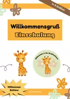 Vorschau - Bildkarten - Willkommensgruss Giraffe Giraffenklasse Buttons - Deckblatt