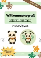 Vorschau - Bildkarten - Panda Willkommensgruss Pandaklasse Einschulung 1. Klasse Willkommen - Deckblatt