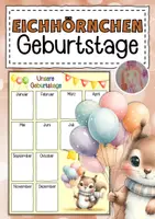 Vorschau - Poster - Eichhörnchenklasse Geburtstagskalender - Deckblatt