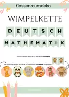 Vorschau - Bildkarten - Wimpelkette - Deutsch Mathematik - Affe Esel Elefant Fuchs Giraffe Panda - Deckblatt