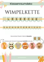 Vorschau - Bildkarten - Wimpelkette Girlande "Leseecke Sachunterricht" + Klassentier Bonuskarten - Deckblatt