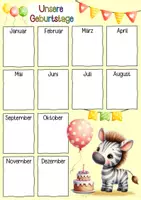 Vorschau - Poster - Zebraklasse Geburtstagskalender - Seite 1