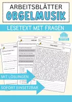 Vorschau - Arbeitsblätter - Orgelmusik Arbeitsblätter mit Fragen + Lösungen Musik Lesetext - Deckblatt