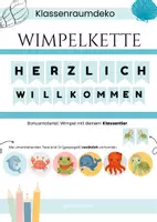 Vorschau - Bildkarten - Wimpelkette blau "Herzlich Willkommen" - Deckblatt
