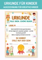 Vorschau - Poster - Urkunde für den Kunstunterricht. Teilnahmeurkunde für kreative Angebote wie Kunst-AG, Kunstprojekten in Schule oder Kinderclub. Auszeichnung für kreative Leistungen. - Deckblatt