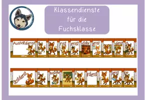 Vorschau - Bildkarten - Klassendienste Fuchsklasse #Klassentier - Deckblatt