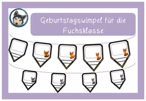 Vorschau - Poster - Geburtstagswimpel Fuchsklasse #Klassentier - Deckblatt