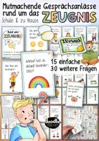 Vorschau - Aufgabenkarten - Zeugnis Reflexion & 45 Gesprächskarten - Mutmachende Impulse Gespräche - Deckblatt