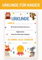 Vorschau - Poster - Urkunde für Kinder. Zertifikat für Kinder. Urkunde als Mitgebsel für Kinder. Teilnehmerurkunde. Auszeichnung für Kinder. Zeugnis Zertifikat für alle Gelegenheiten. - Deckblatt