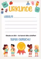 Vorschau - Poster - Auszeichnung für Kinder. Urkunde für Kinder. Zeugnis für Kinder. Teilnehmerurkunde. Zeugnis Halbjahr & Schuljahresende. Belohnung Schulkinder. - Seite 1
