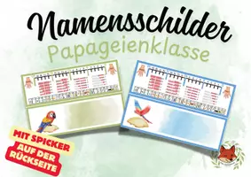 Vorschau - Bildkarten - Namensschilder Papageienklasse mit Spicker - Deckblatt