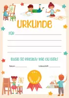 Vorschau - Poster - Urkunde für Kinder. Urkunde für einen Kunstwettbewerb, Malwettbewerb, Kunstunterricht. Auszeichnung für kreative Kinder in der Grundschule – zur Motivation in Projektwochen, Kunstunterricht oder Workshops im Hort oder Verein. - Seite 2