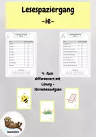 Vorschau - Anderer Materialtyp - Lesespaziergang zur Buchstabenverbindung `ie` (4-fach differenziert) - Deckblatt