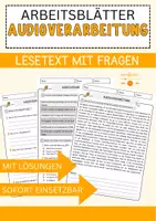 Vorschau - Arbeitsblätter - Audioverarbeitung Arbeitsblätter mit Fragen + Lösungen Informatik Lesetext - Deckblatt