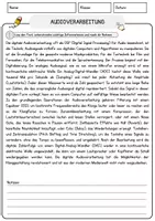 Vorschau - Arbeitsblätter - Audioverarbeitung Arbeitsblätter mit Fragen + Lösungen Informatik Lesetext - Seite 1