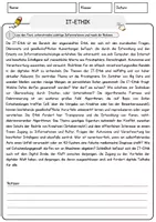 Vorschau - Arbeitsblätter - T-Ethik Arbeitsblätter mit Fragen + Lösungen Informatik Leseverstehen und Wortschatz - Seite 1