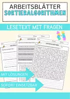 Vorschau - Arbeitsblätter - Sortieralgorithmen Arbeitsblätter mit Fragen + Lösungen Informatik Leseverstehen und Wortschatz - Deckblatt