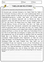 Vorschau - Arbeitsblätter - Tabellen und Relationen Arbeitsblätter mit Fragen + Lösungen Informatik Leseverstehen und Wortschatz - Seite 1