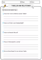 Vorschau - Arbeitsblätter - Tabellen und Relationen Arbeitsblätter mit Fragen + Lösungen Informatik Leseverstehen und Wortschatz - Seite 3
