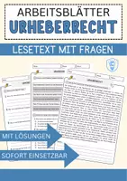 Vorschau - Arbeitsblätter - Urheberrecht Arbeitsblätter mit Fragen + Lösungen Informatik Leseverstehen und Wortschatz - Deckblatt
