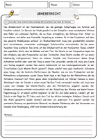 Vorschau - Arbeitsblätter - Urheberrecht Arbeitsblätter mit Fragen + Lösungen Informatik Leseverstehen und Wortschatz - Seite 1
