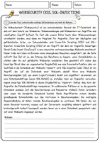 Vorschau - Arbeitsblätter - Websecurity (XSS, SQL-Injection) Arbeitsblätter mit Fragen + Lösungen Informatik Leseverstehen und Wortschatz - Seite 1