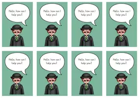 Vorschau - Aufgabenkarten - Hello, how can I help you? Wendekarten - Konversationskarten - Deckblatt