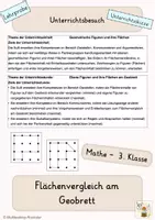 Vorschau - Stundenentwürfe - Materialpaket - Lehrproben Flächenvergleich am Geobrett 3. und 4. Klasse - Seite 1